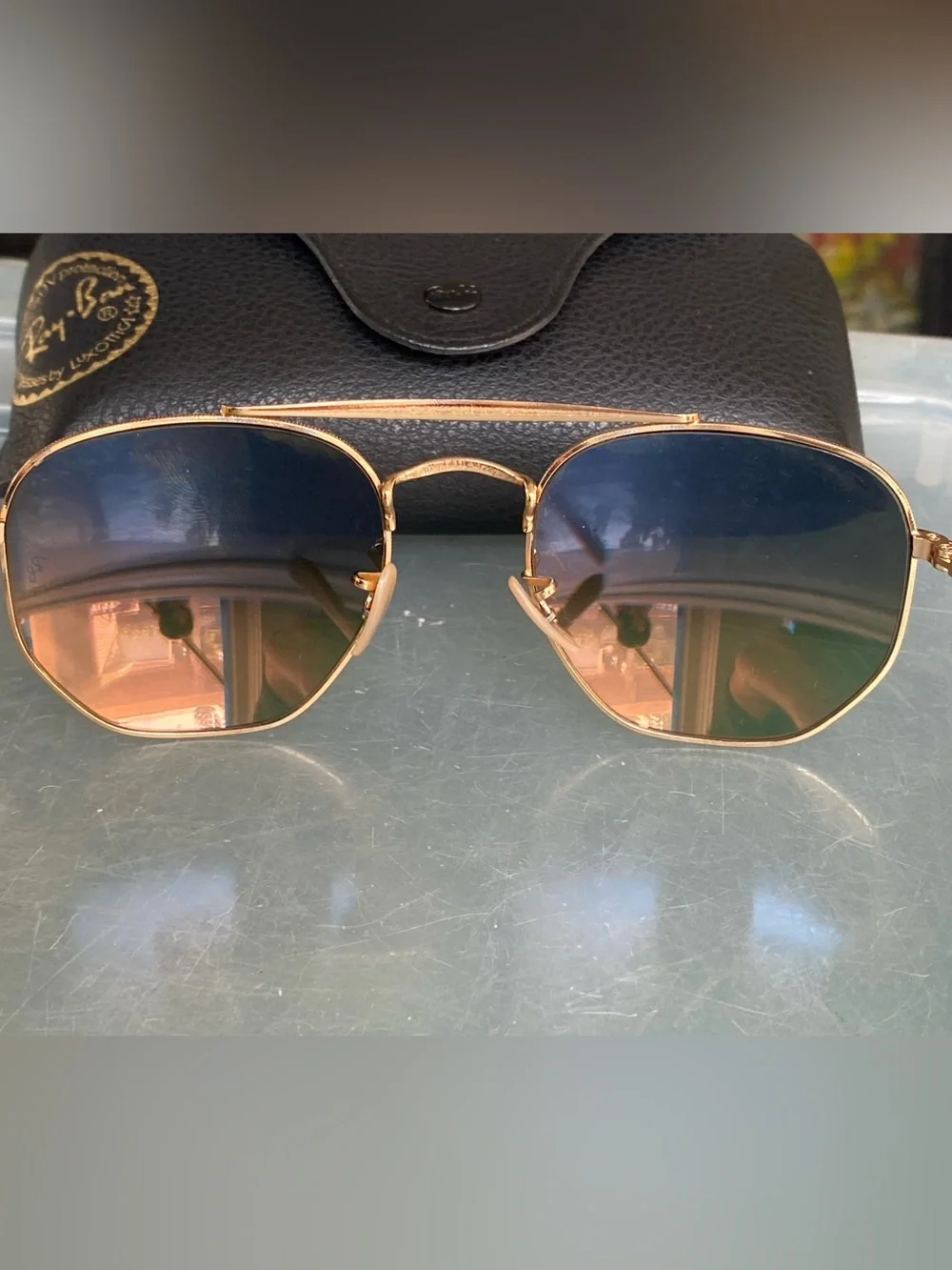 RAY-BAN RB3648 The Marshal Sunglasses Gold Frame 54mm Mirror Lens Made Italy